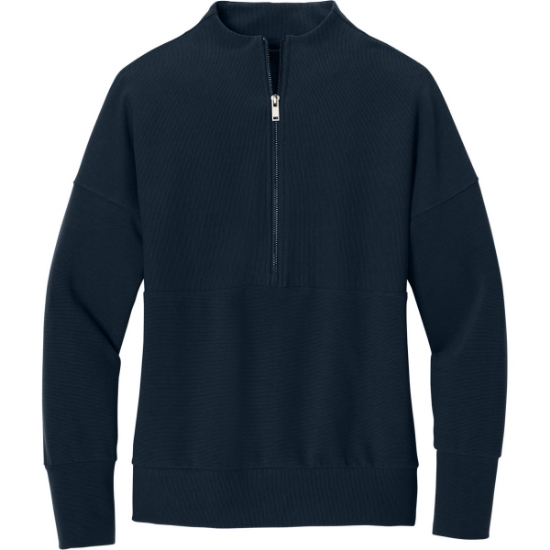 Custom Mercer+Mettle Womens Linear Texture 1/4-Zip Night Navy Blue
