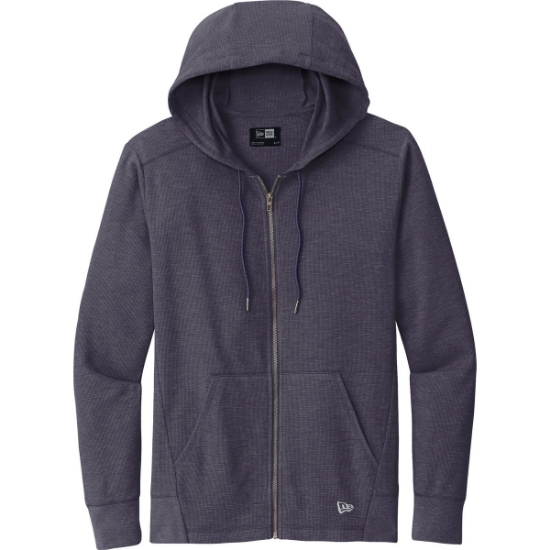 Custom New Era Thermal Full-Zip Hoodie True Navy Blue Heather