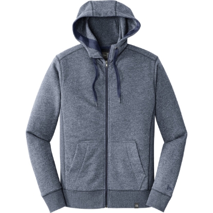 Custom New Era French Terry Full-Zip Hoodie. True Navy Blue Twist