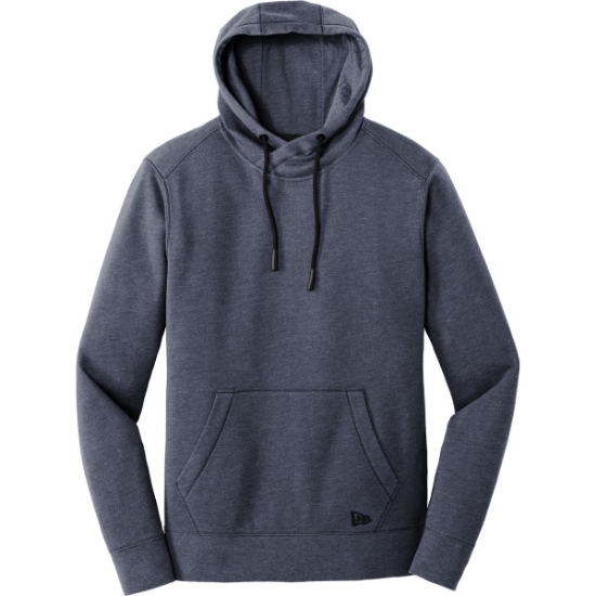 Custom New Era Tri-Blend Fleece Pullover Hoodie. True Navy Blue Heather