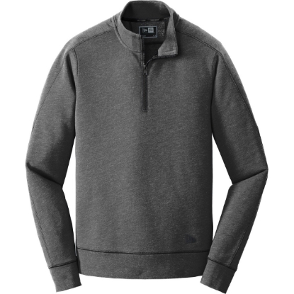 Custom New Era Tri-Blend Fleece 1/4-Zip Pullover. Black Heather