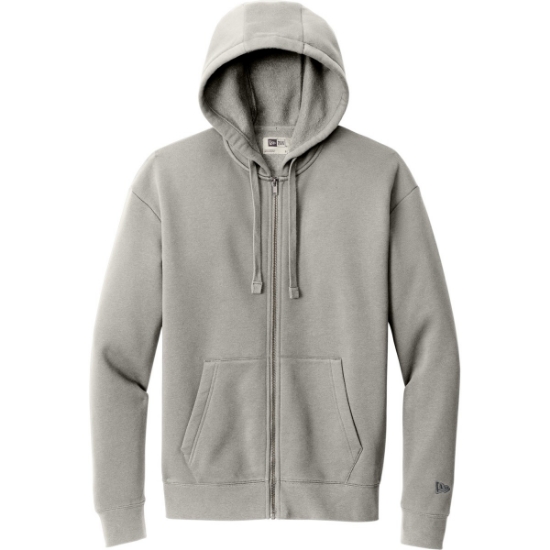 Custom New Era Heritage Fleece Full-Zip Hoodie RnstmGrey