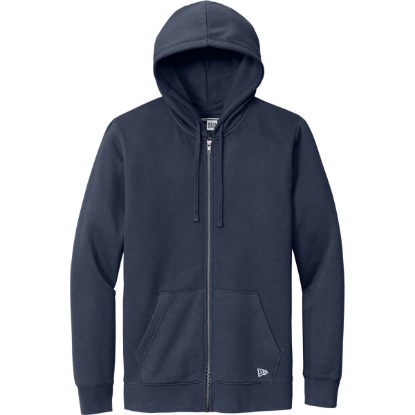 Custom New Era Comeback Fleece Full-Zip Hoodie True Navy Blue