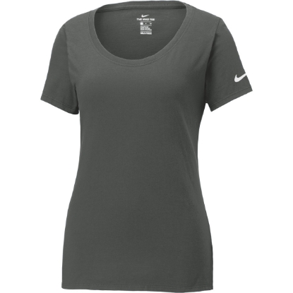 Custom Nike Womens Dri-FIT Cotton/Poly Scoop Neck Tee. Anthracite Gray
