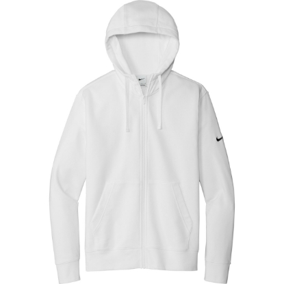 Custom Nike Club Fleece Sleeve Swoosh Full-Zip Hoodie White