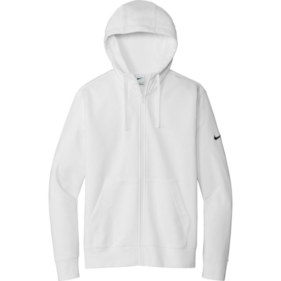 Custom Nike Club Fleece Sleeve Swoosh Full-Zip Hoodie White