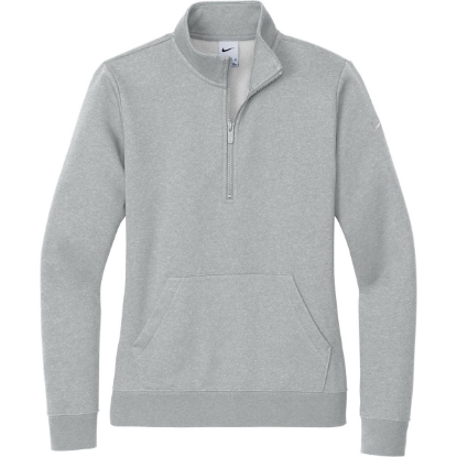 Custom Nike Womens Club Fleece Sleeve Swoosh 1/2-Zip Dark Gray Heather
