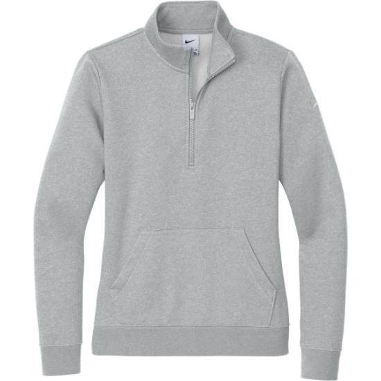 Custom Nike Womens Club Fleece Sleeve Swoosh 1/2-Zip Dark Gray Heather