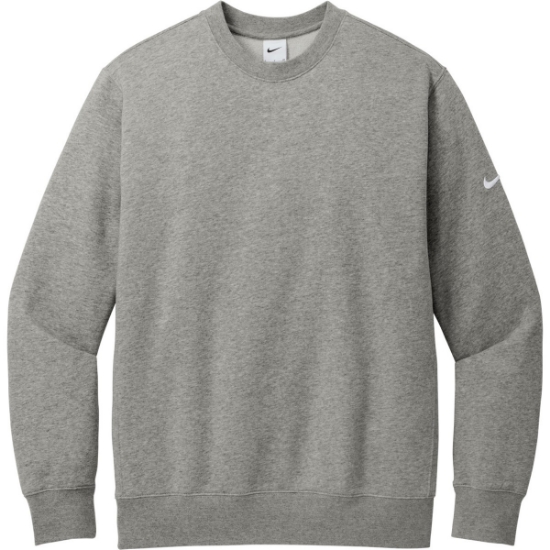 Custom Nike Club Fleece Sleeve Swoosh Crew Dark Gray Heather
