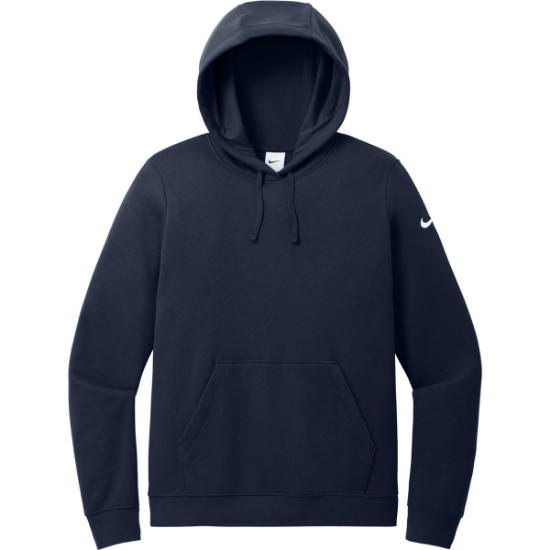 Custom Nike Womens Club Fleece Sleeve Swoosh Pullover Hoodie Midnight Navy Blue