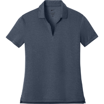 Custom Nike Womens Dri-FIT Smooth Heather Polo Navy Heather Gray