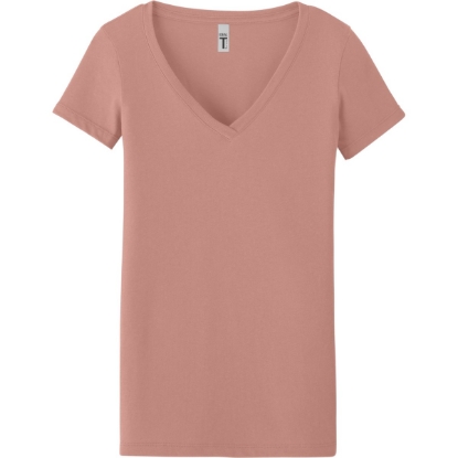 Custom Next Level Apparel Womens Ideal V-Neck Tee DesertPink