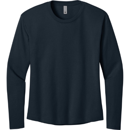 Custom Next Level Apparel Womens Cotton Relaxed Long Sleeve Tee Midnight Navy Blue