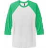 Custom Next Level Apparel Adult Tri-Blend 3/4-Sleeve Raglan Tee. Envy Green/Heather White