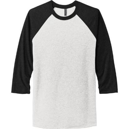 Custom Next Level Apparel Adult Tri-Blend 3/4-Sleeve Raglan Tee. VTG Black/Heather White