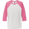 Custom Next Level Apparel Adult Tri-Blend 3/4-Sleeve Raglan Tee. VTG Pink/Heather White