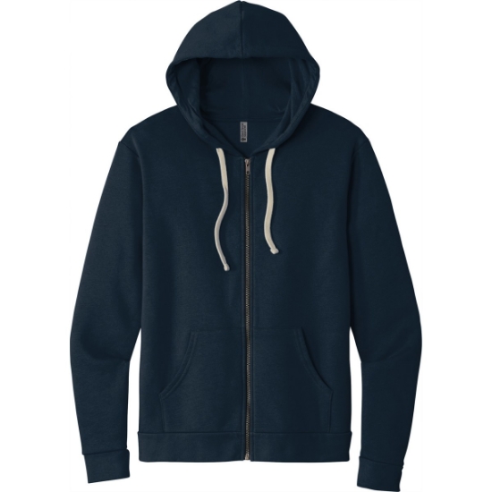Custom Next Level Apparel Adult Santa Barbara Zip Hoodie. Midnight Navy Blue