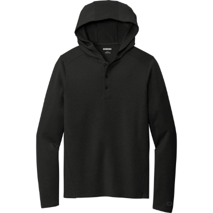 Custom OGIO Luuma Flex Hooded Henley Blacktop