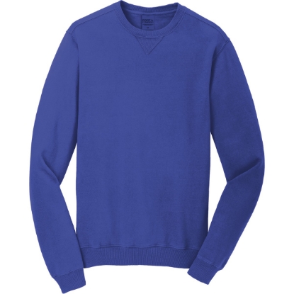 Custom Port & Co Beach Wash Garment-Dyed Crewneck Sweatshirt Blue Iris