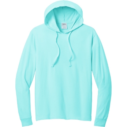 Custom Port & Co Beach Wash Garment-Dyed Pullover Hooded Tee Glacier Blue