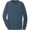 Custom Port & Co Beach Wash Garment-Dyed Long Sleeve Tee Denim Blue