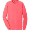 Custom Port & Co Beach Wash Garment-Dyed Long Sleeve Tee Neon Coral Pink