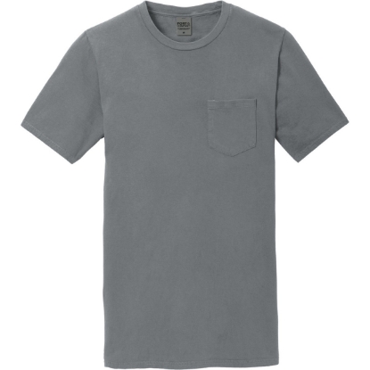 Custom Port & Co Beach Wash Garment-Dyed Pocket Tee. Coal Gray