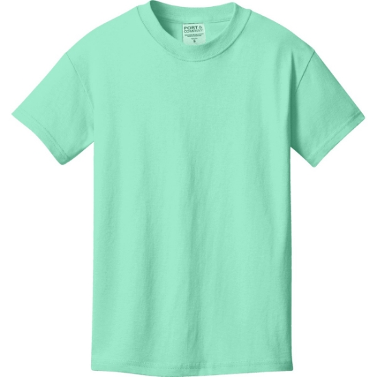 Custom Port & Co Youth Beach Wash Garment-Dyed Tee. Jadeite Green