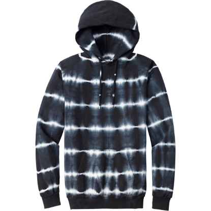 Custom Port & Co Allover Stripe Tie-Dye Fleece Black/White