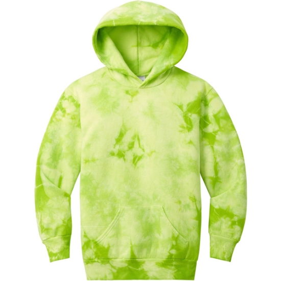 Custom Port & Co Youth Crystal Tie-Dye Pullover Hoodie Lemon Lime Green