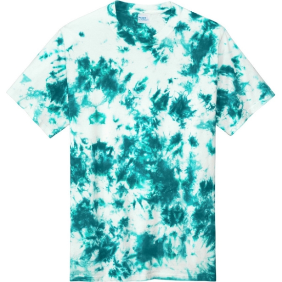 Custom Port & Co Crystal Tie-Dye Tee Teal Blue Tie Dye