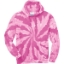 Custom Port & Co Tie-Dye Pullover Hooded Sweatshirt. Pink/White