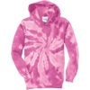 Custom Port & Co Youth Tie-Dye Pullover Hooded Sweatshirt. Pink/White