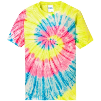 Custom Port & Co Tie-Dye Tee. Neon Rainbow