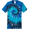 Custom Port & Co Tie-Dye Tee. Ocean Rainbow Blue Tie Dye