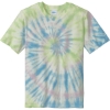 Custom Port & Co Tie-Dye Tee. Watercolor Spiral Blue/White/Yellow