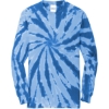 Custom Port & Co Tie-Dye Long Sleeve Tee. Royal Blue Tie Dye
