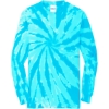 Custom Port & Co Tie-Dye Long Sleeve Tee. Turquoise Blue Tie Dye