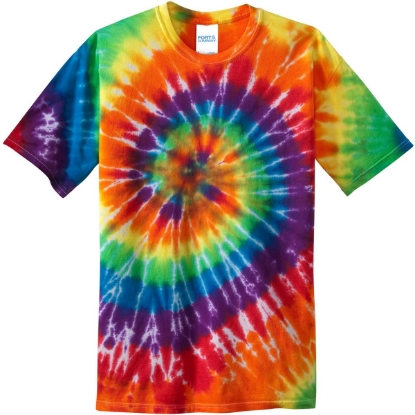 Custom Port & Co Youth Tie-Dye Tee. Rainbow Tie Dye