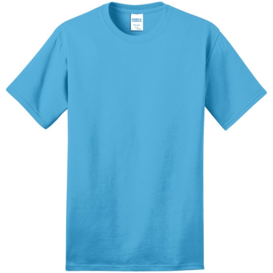 Custom Port & Co Ring Spun Cotton Tee. Aquatic Blue