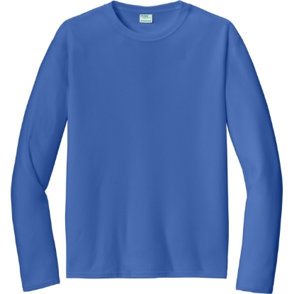 Custom Port & Co Long Sleeve Performance Tee. Royal Blue