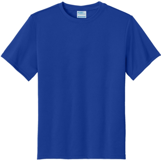 Custom Port & Co Youth Performance Tee. True Royal Blue