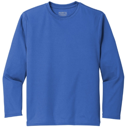 Custom Port & Co Youth Long Sleeve Performance Tee Royal