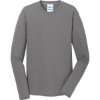 Custom Port & Co Long Sleeve Performance Blend Tee. Medium Grey