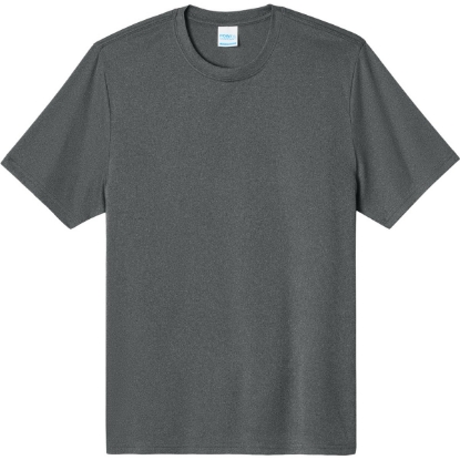 Custom Port & Co Heather Performance Tee Metal Gray Heather