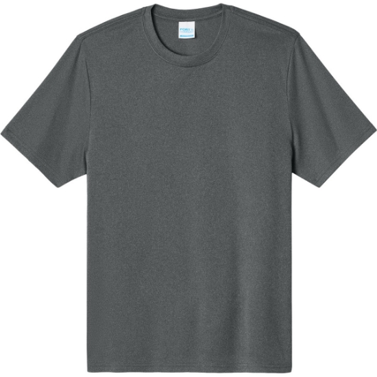 Custom Port & Co Heather Performance Tee Metal Gray Heather