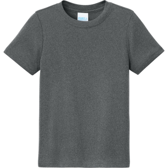 Custom Port & Co Youth Heather Performance Tee Metal Gray Heather