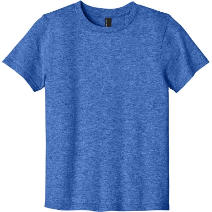Custom Port & Co Youth Easy Cotton Tee Heather Royal Blue