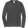 Custom Port & Co Long Sleeve Fan Favorite Tee. Charcoal Gray