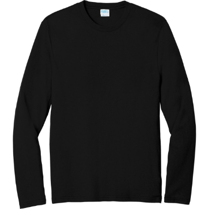 Custom Port & Co Long Sleeve Fan Favorite Blend Tee. Jet Black